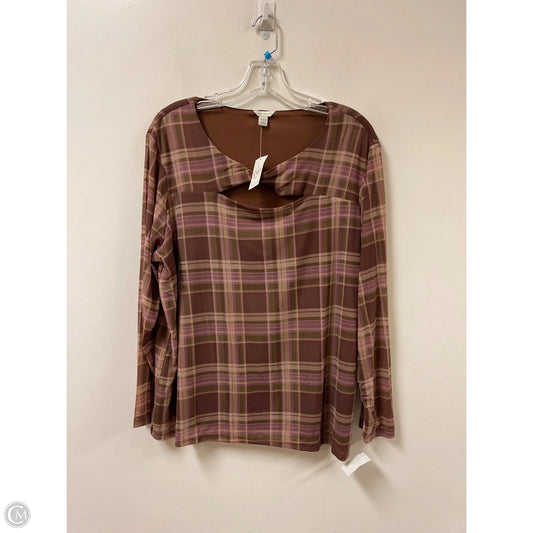 Top Long Sleeve By Cato In Brown & Purple, Size: 1x