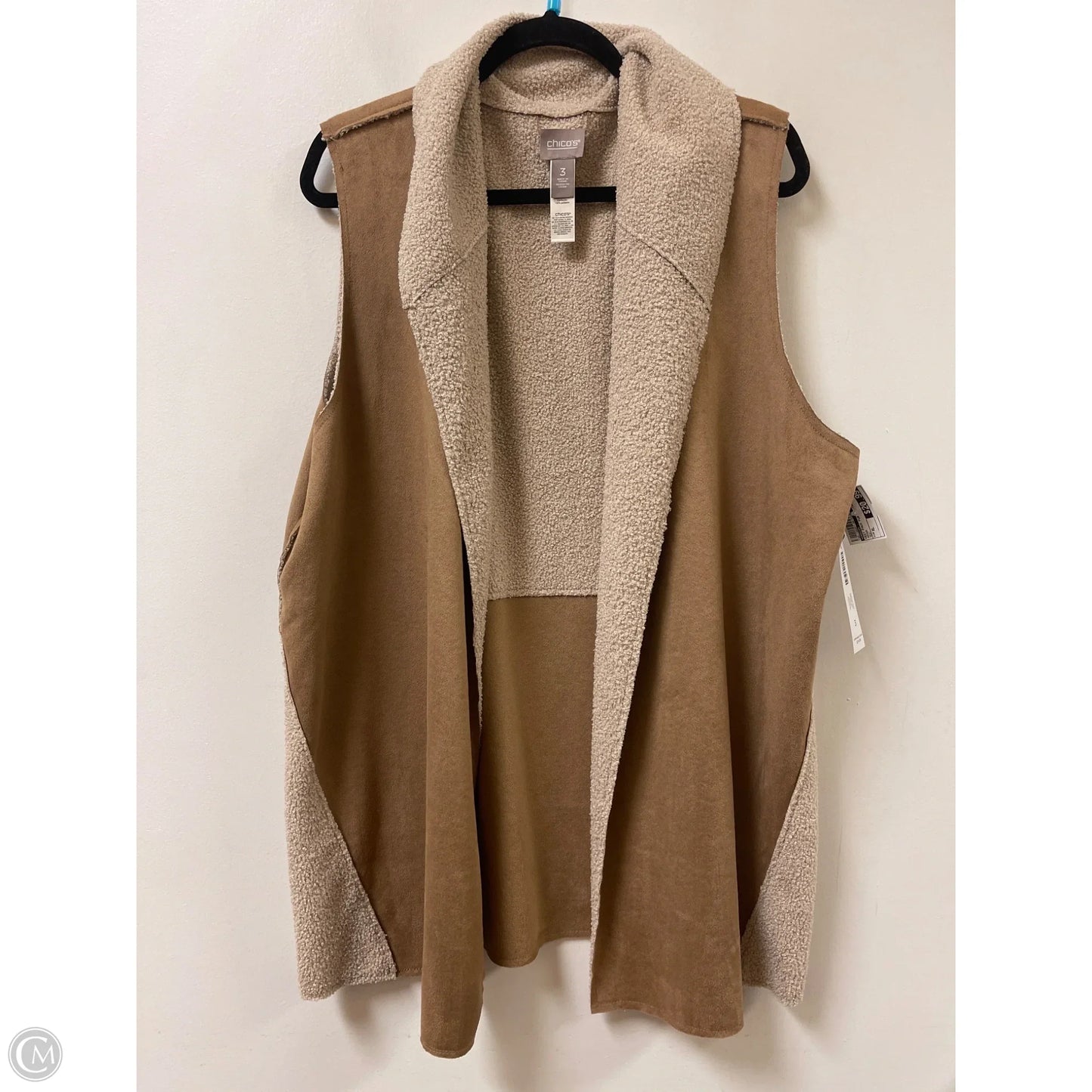 Vest Faux Fur & Sherpa By Chicos In Brown, Size: Xl