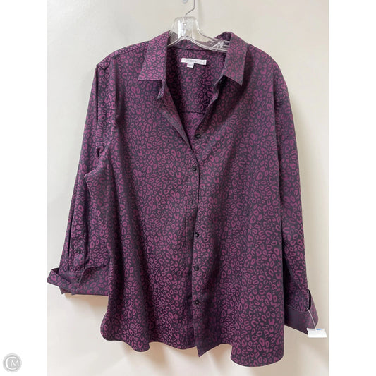 Blouse Long Sleeve By Chicos In Black & Purple, Size: 1x