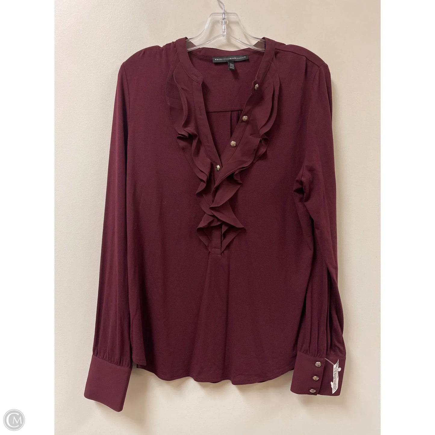 Top Long Sleeve By White House Black Market In Red, Size: L