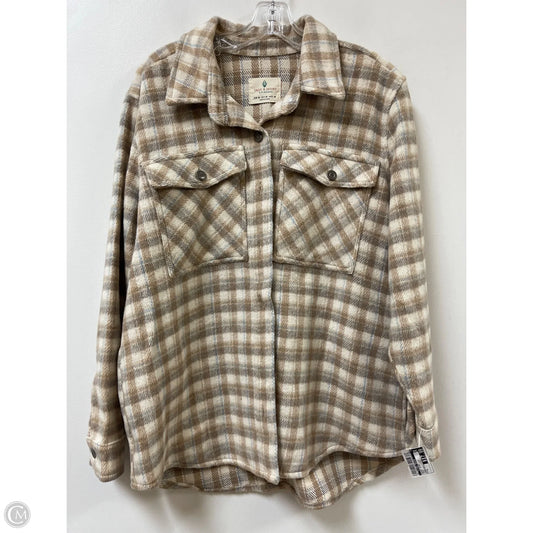 Jacket Shirt By Clothes Mentor In Cream, Size: M
