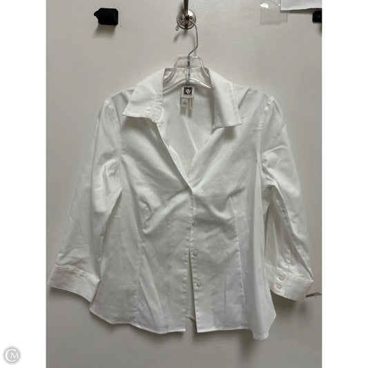 Blouse Long Sleeve By Anne Klein In White, Size: S