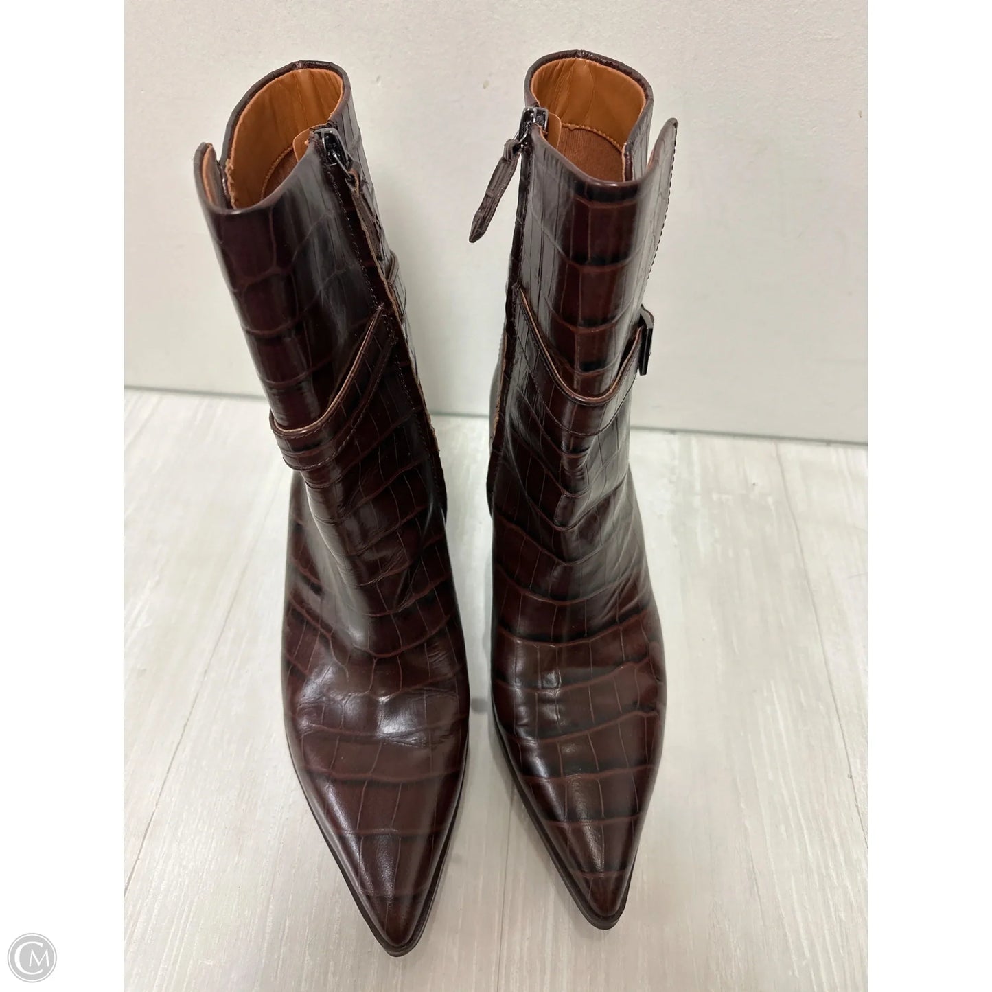 Boots Ankle Heels By Franco Sarto In Brown, Size: 11