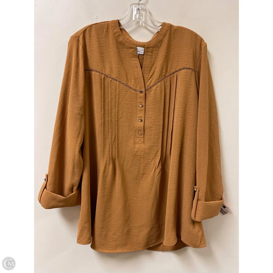 Top Long Sleeve By Kim Rogers In Brown, Size: 1x