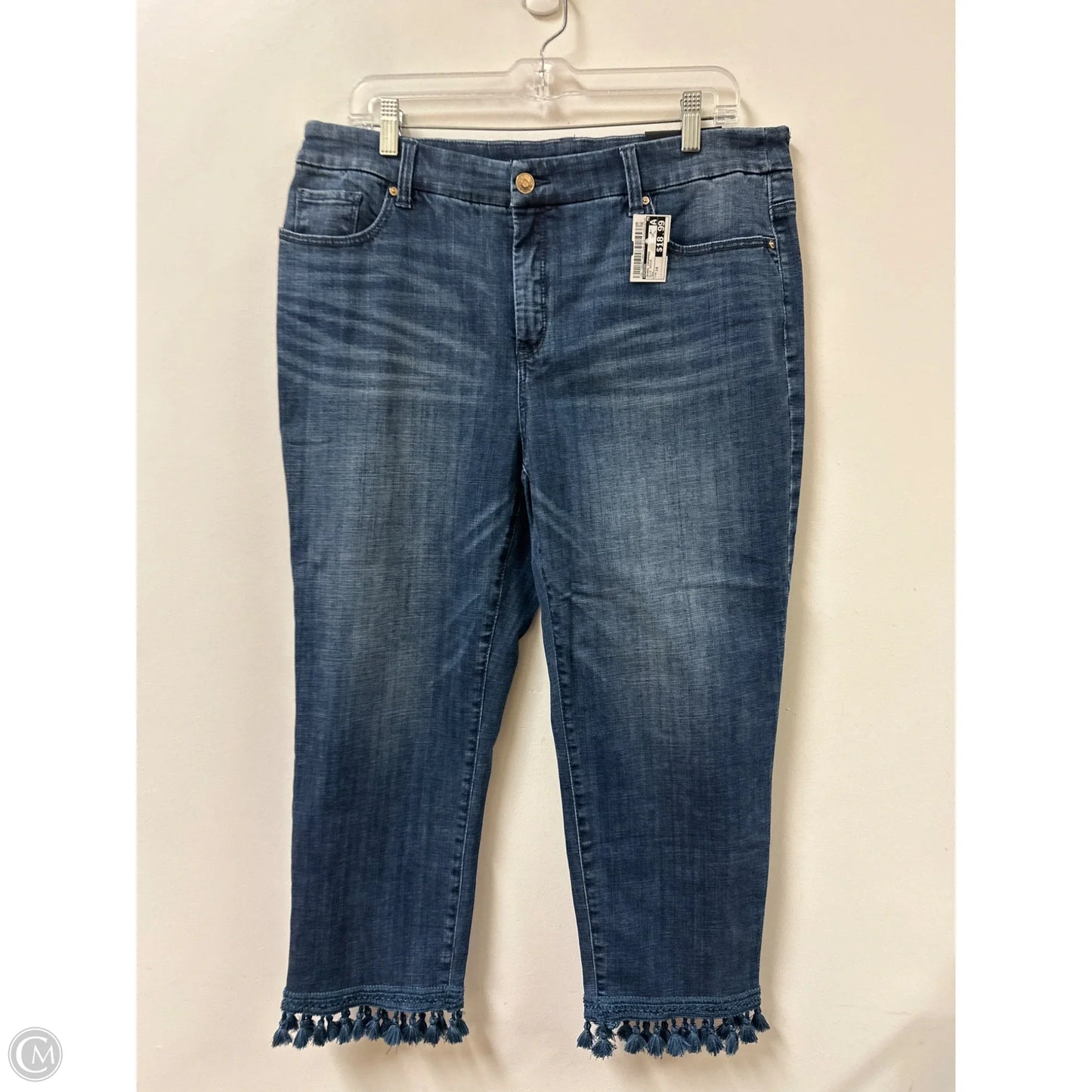 Jeans Cropped By Chicos In Blue Denim, Size: 14