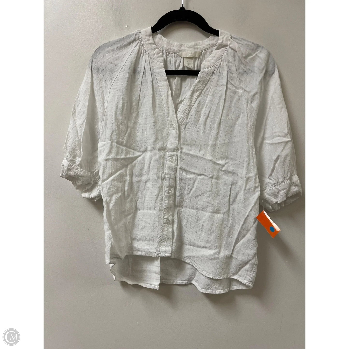 Blouse Short Sleeve By H&m In White, Size: S