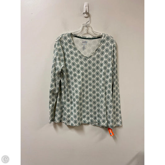 Top Long Sleeve By Croft And Barrow In Green & White, Size: 1x