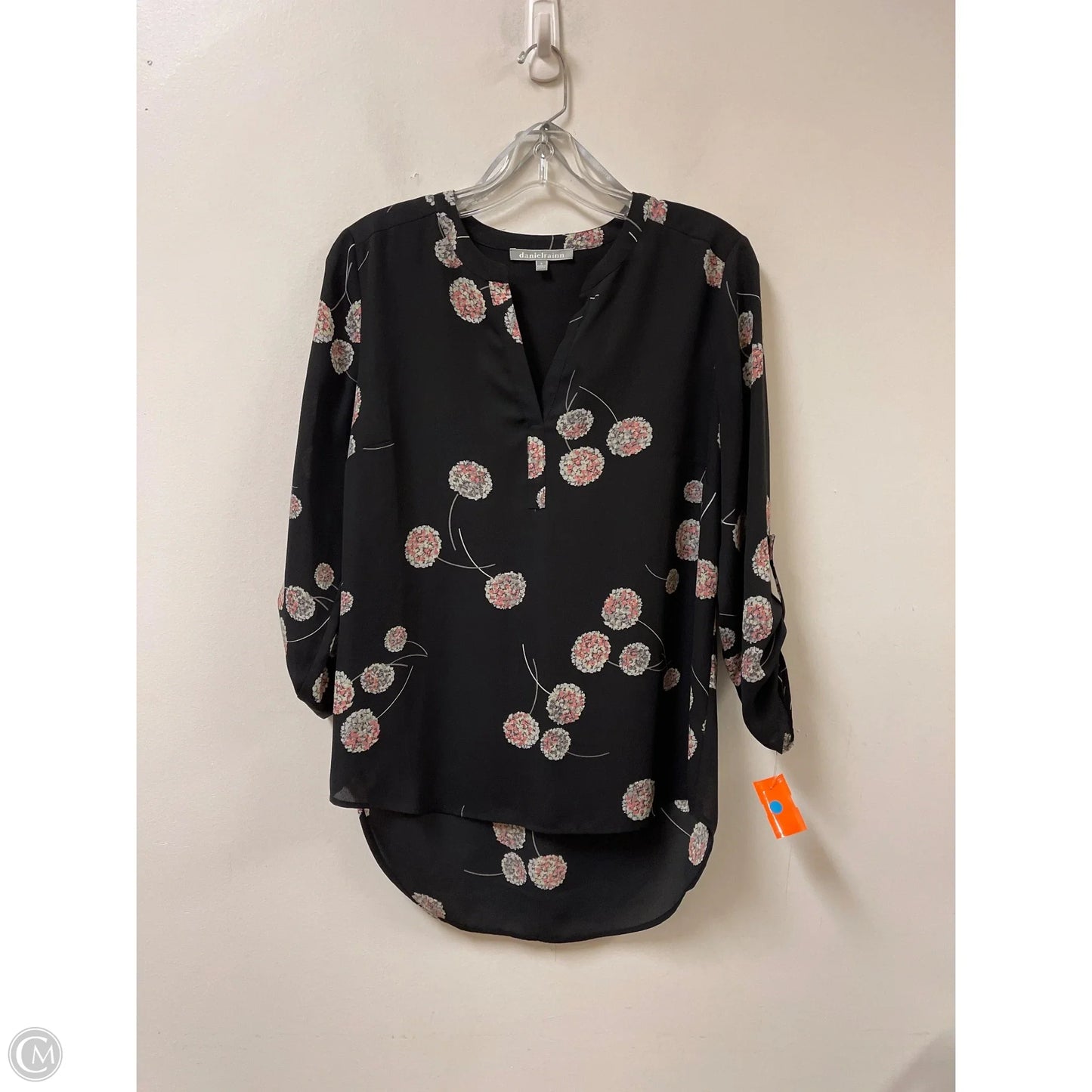 Top Long Sleeve By Daniel Rainn In Black & Pink, Size: S