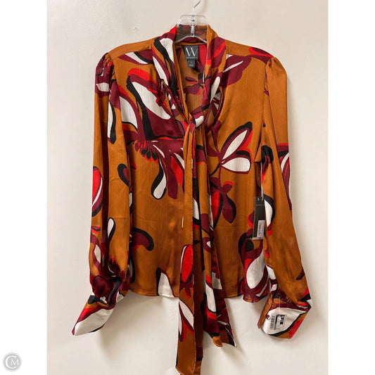 Top Long Sleeve By Worthington In Brown & Red, Size: S