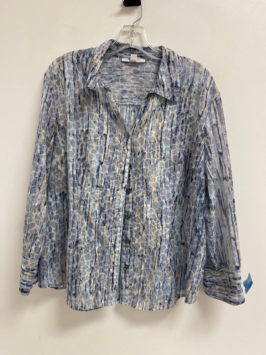 Blouse Long Sleeve By Jm Collections In Blue, Size: 1x