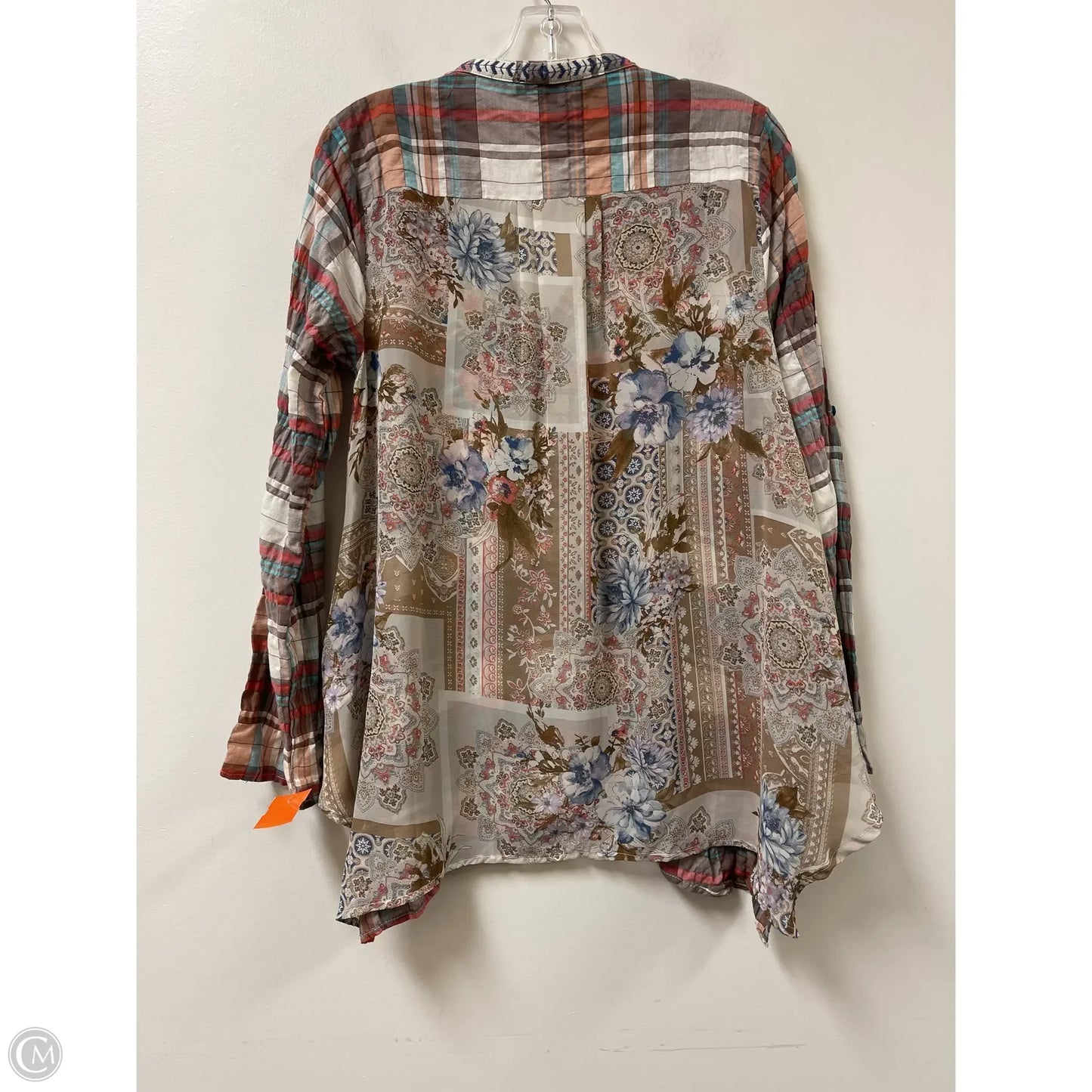 Top Long Sleeve By Andree By Unit In Plaid Pattern, Size: M
