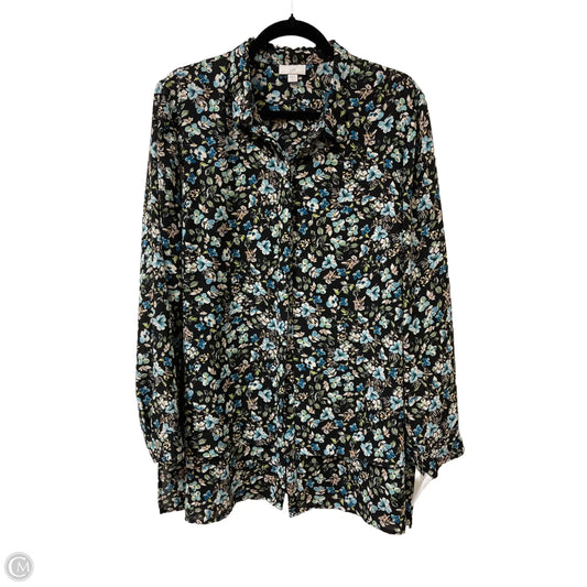 Blouse Long Sleeve By J. Jill In Floral Print, Size: Xl