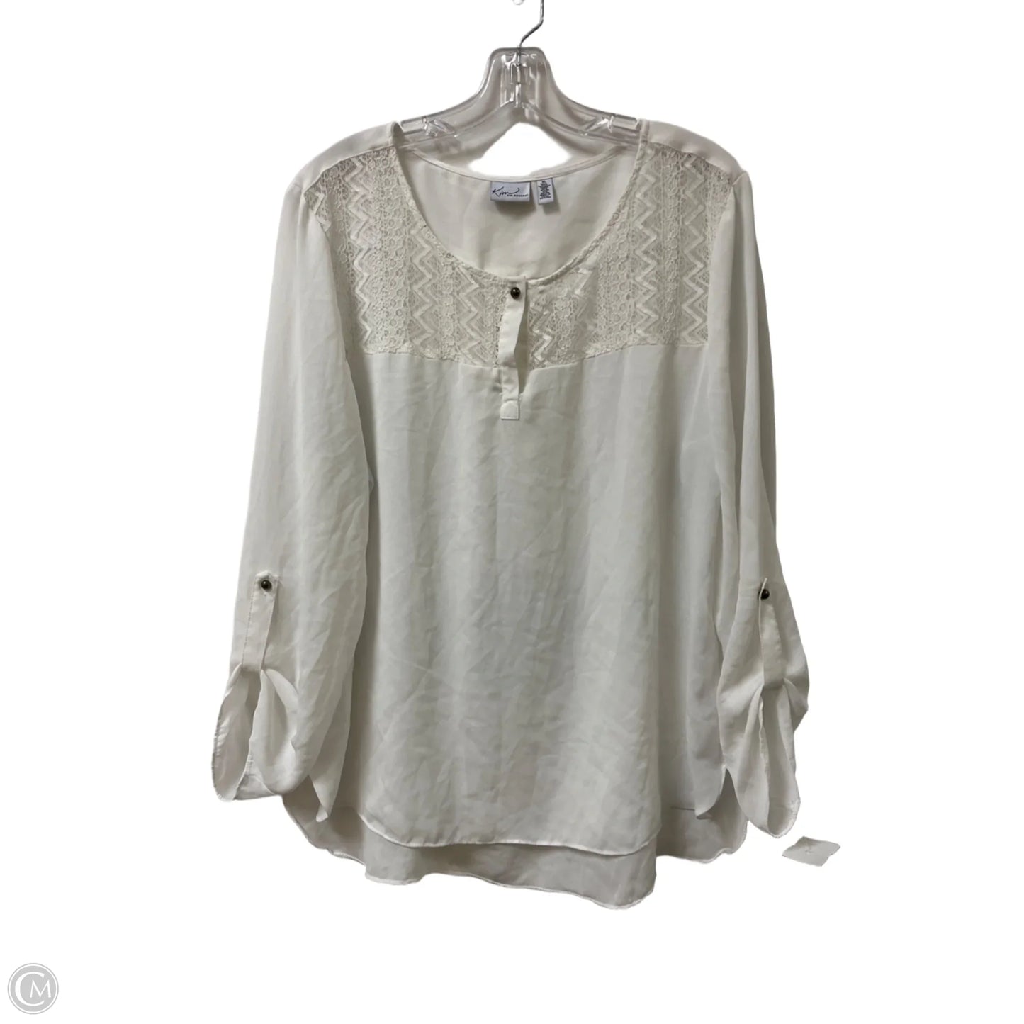 Top Long Sleeve By Kim Rogers In White, Size: Xl