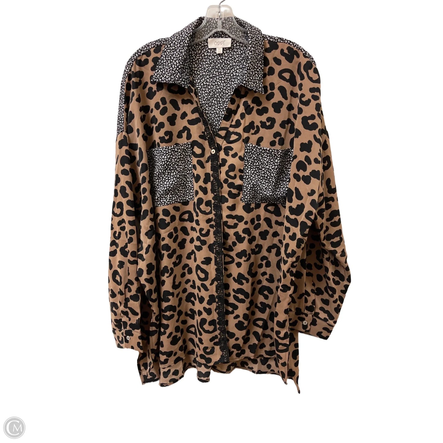 Blouse Long Sleeve By Oddi In Animal Print, Size: 1x