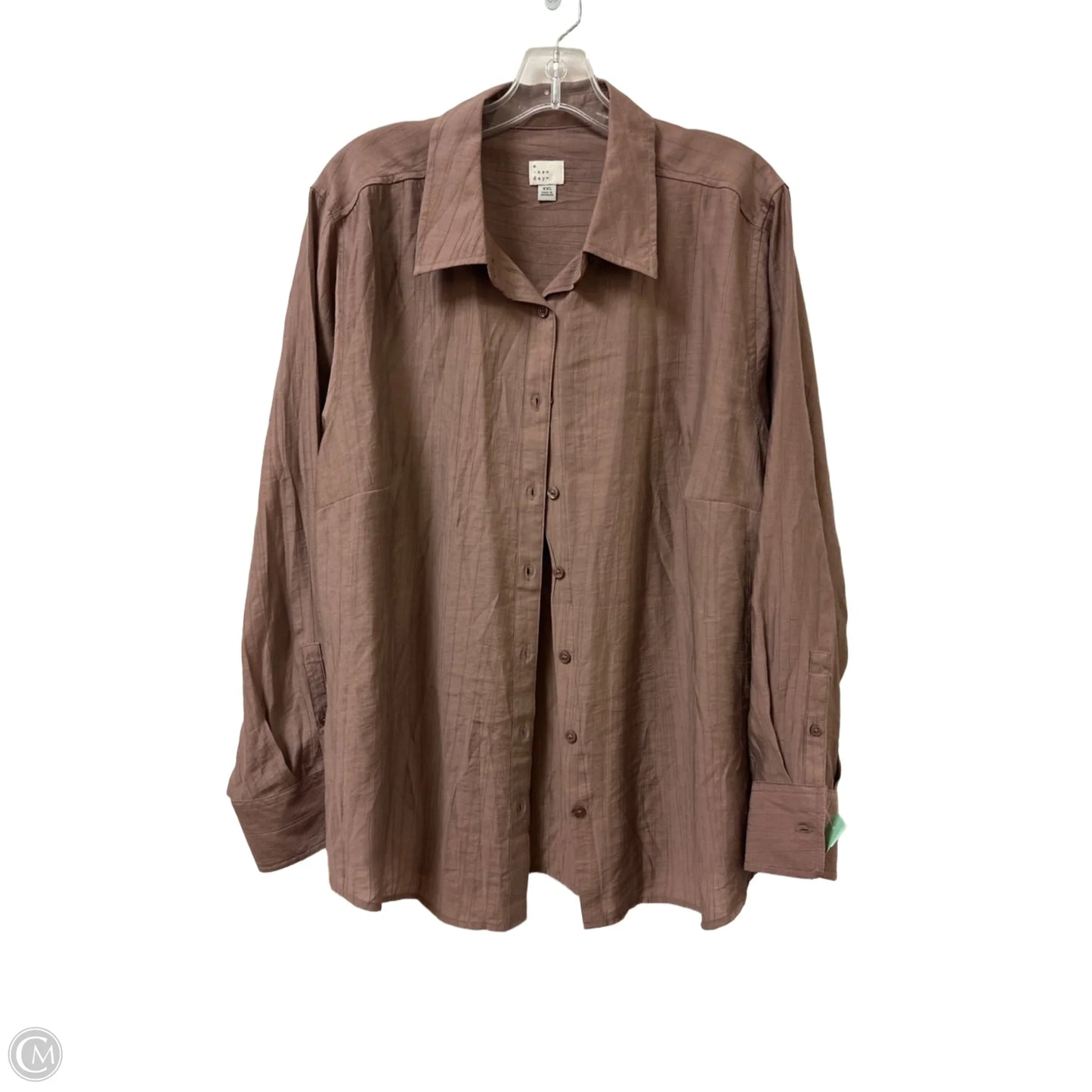 Blouse Long Sleeve By A New Day In Brown, Size: 2x
