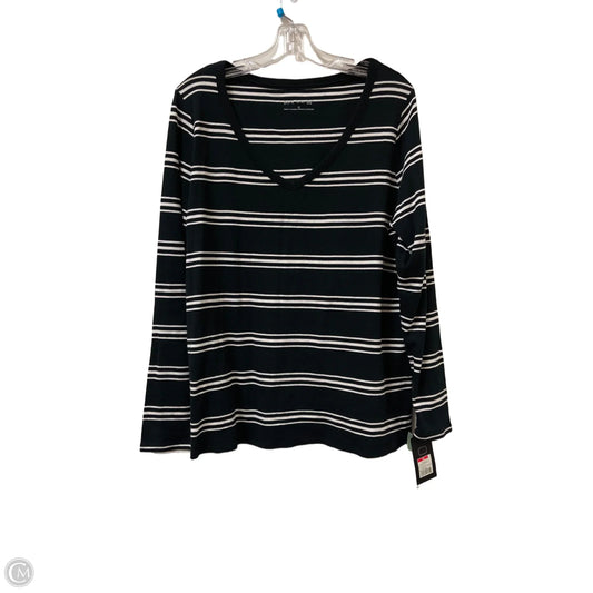 Top Long Sleeve By Pure Energy In Black & White, Size: 1x