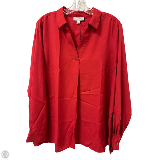 Blouse Long Sleeve By Dana Buchman In Red, Size: 1x