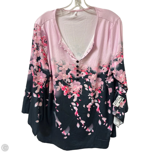 Top Long Sleeve By Clothes Mentor In Black & Pink, Size: 1x