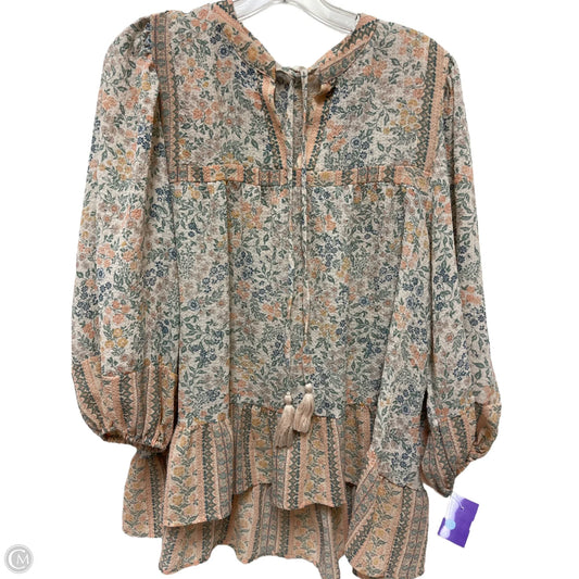 Top Long Sleeve By Blu Pepper In Floral Print, Size: L