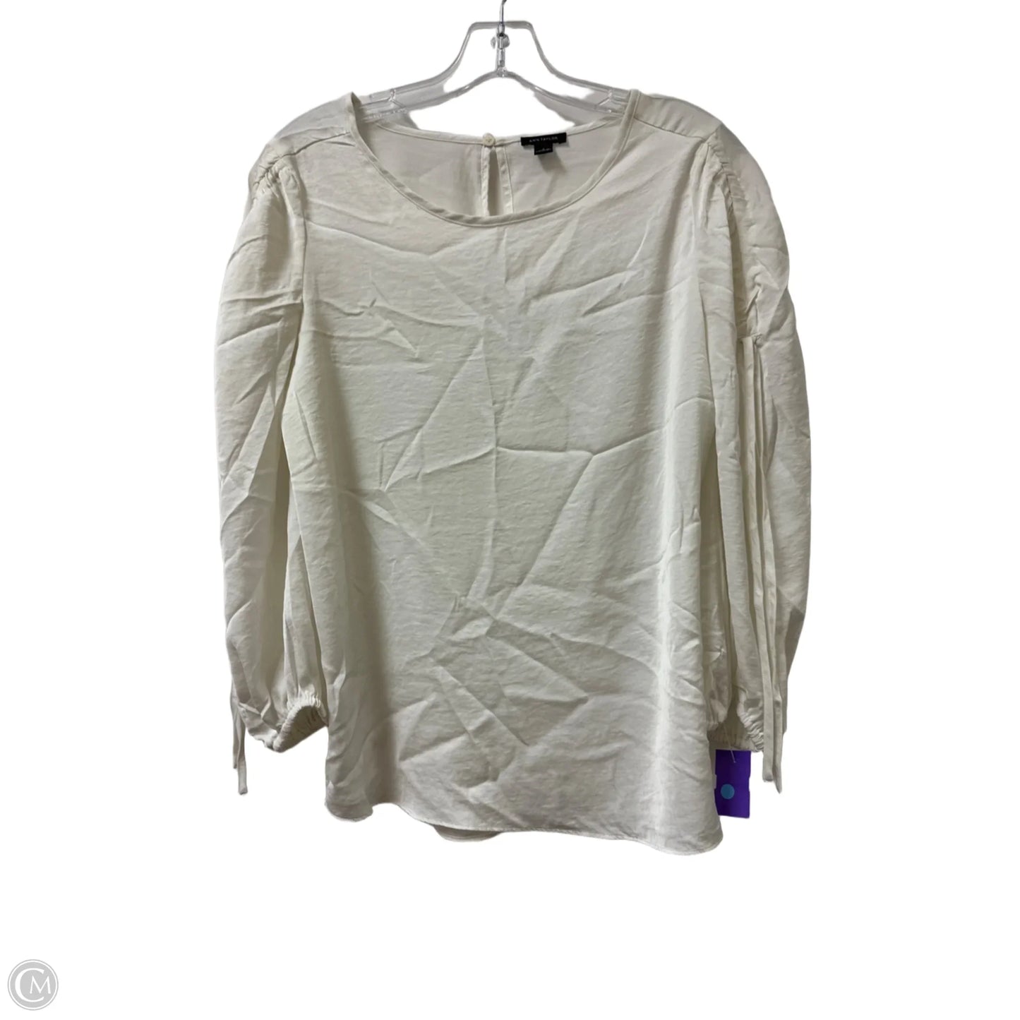 Top Long Sleeve By Ann Taylor In White, Size: S