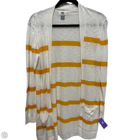 Cardigan By Old Navy In White & Yellow, Size: S