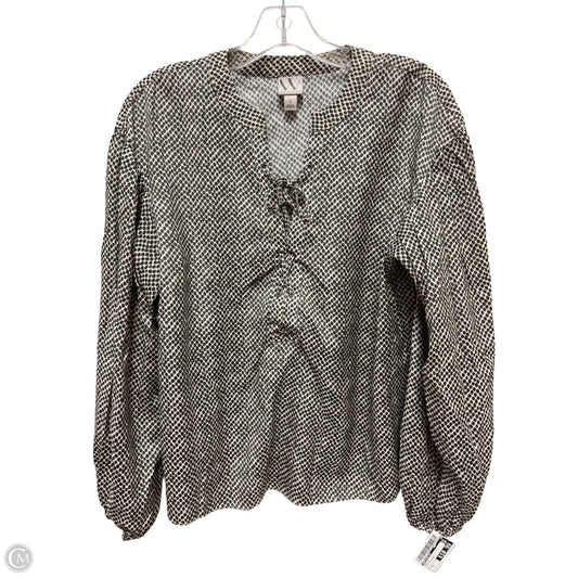 Top Long Sleeve By Worthington In Black & Cream, Size: S