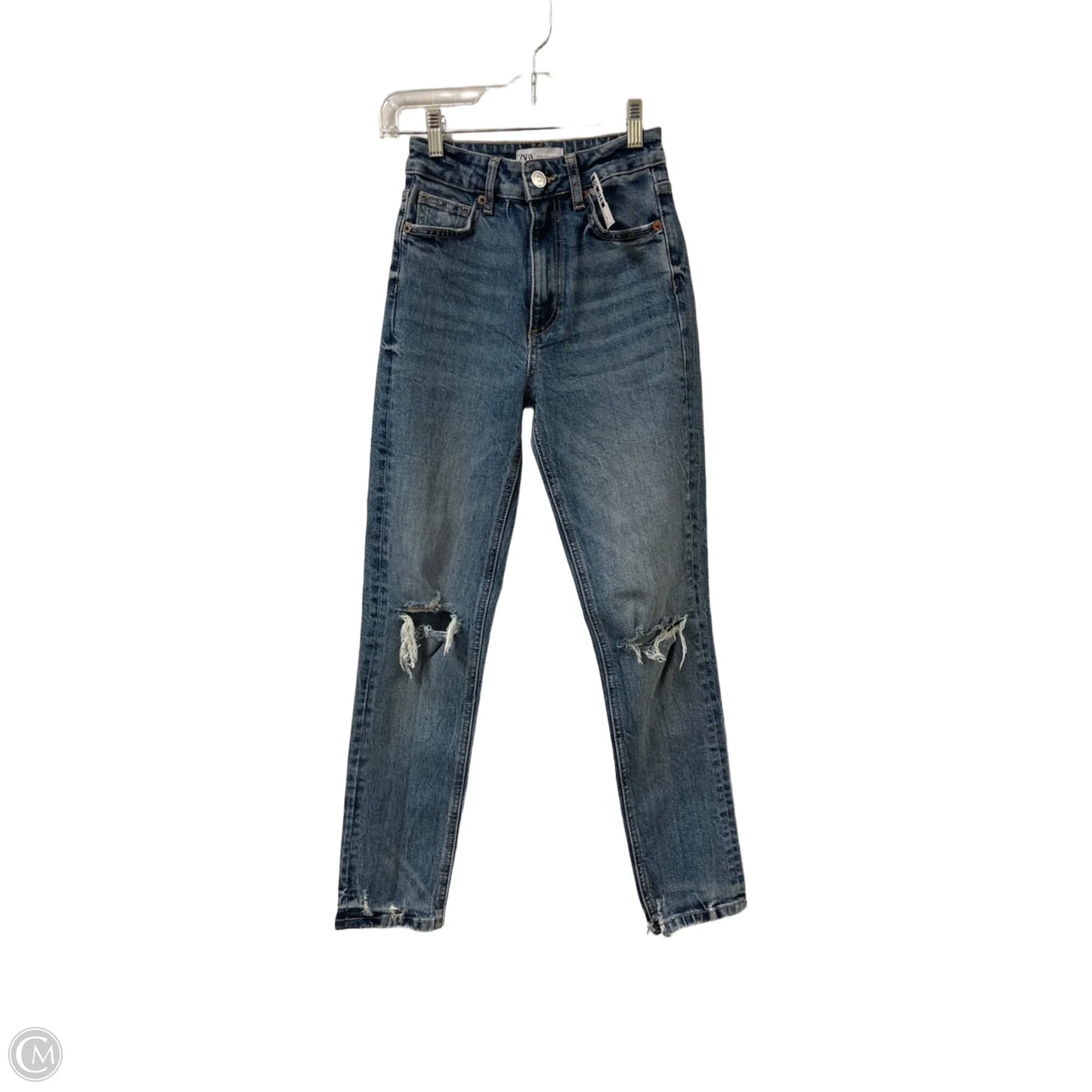 Jeans Straight By Zara In Blue Denim, Size: 0