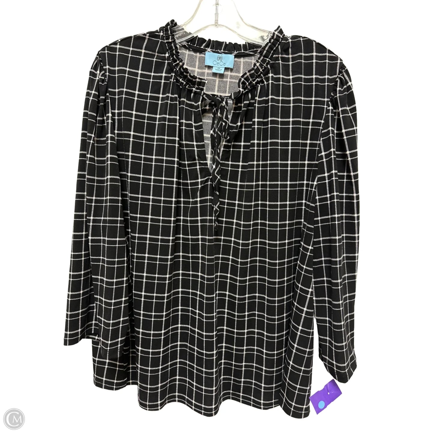 Top Long Sleeve By Cece In Black & White, Size: 3x