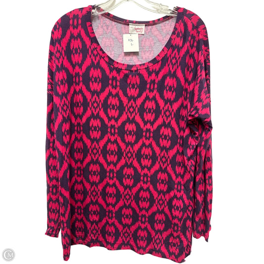 Top Long Sleeve By Fantastic Fawn In Pink & Purple, Size: L