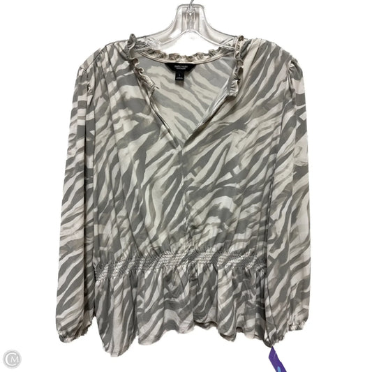 Top Long Sleeve By Simply Vera In Cream & Grey, Size: L