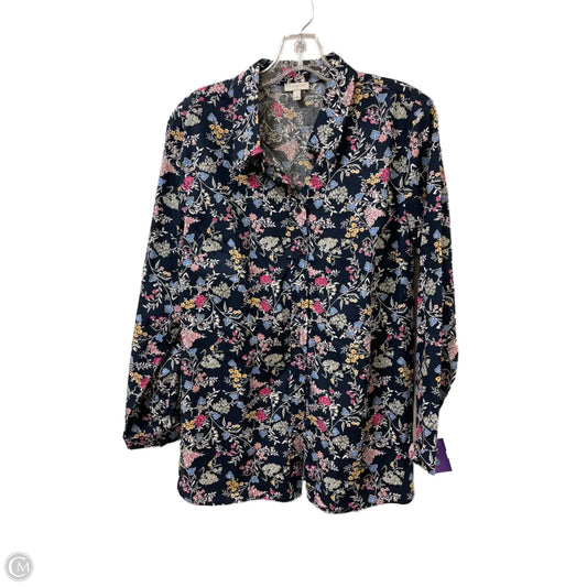 Blouse Long Sleeve By Talbots In Floral Print, Size: L