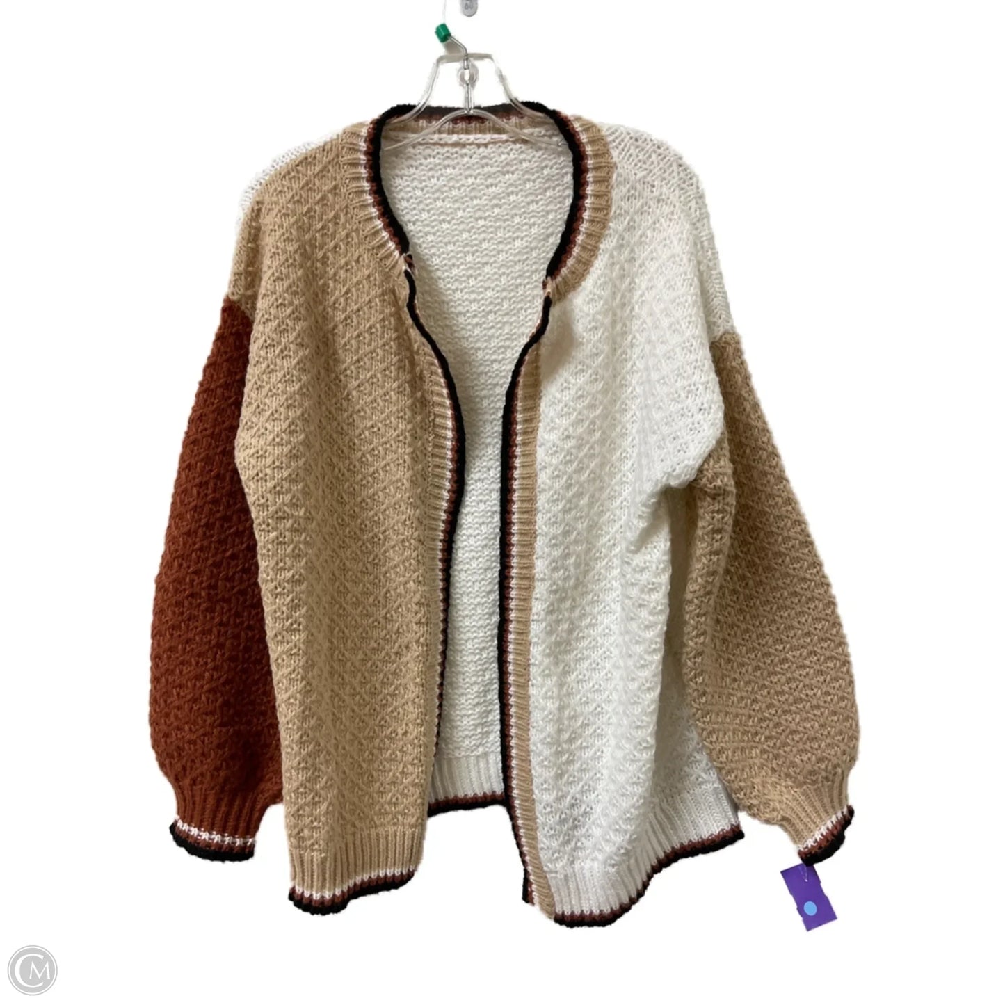 Cardigan By Clothes Mentor In Brown & Cream, Size: S