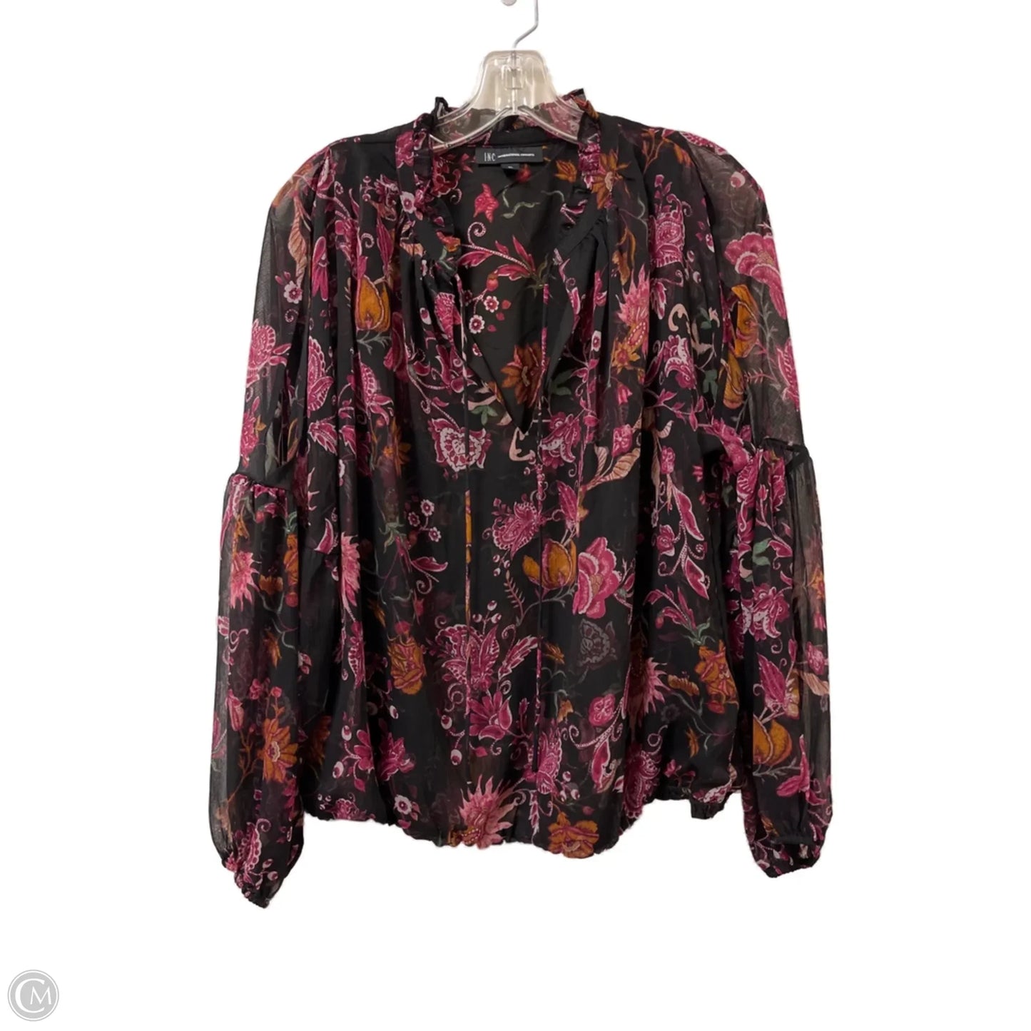 Top Long Sleeve By Inc In Black & Purple, Size: Xl