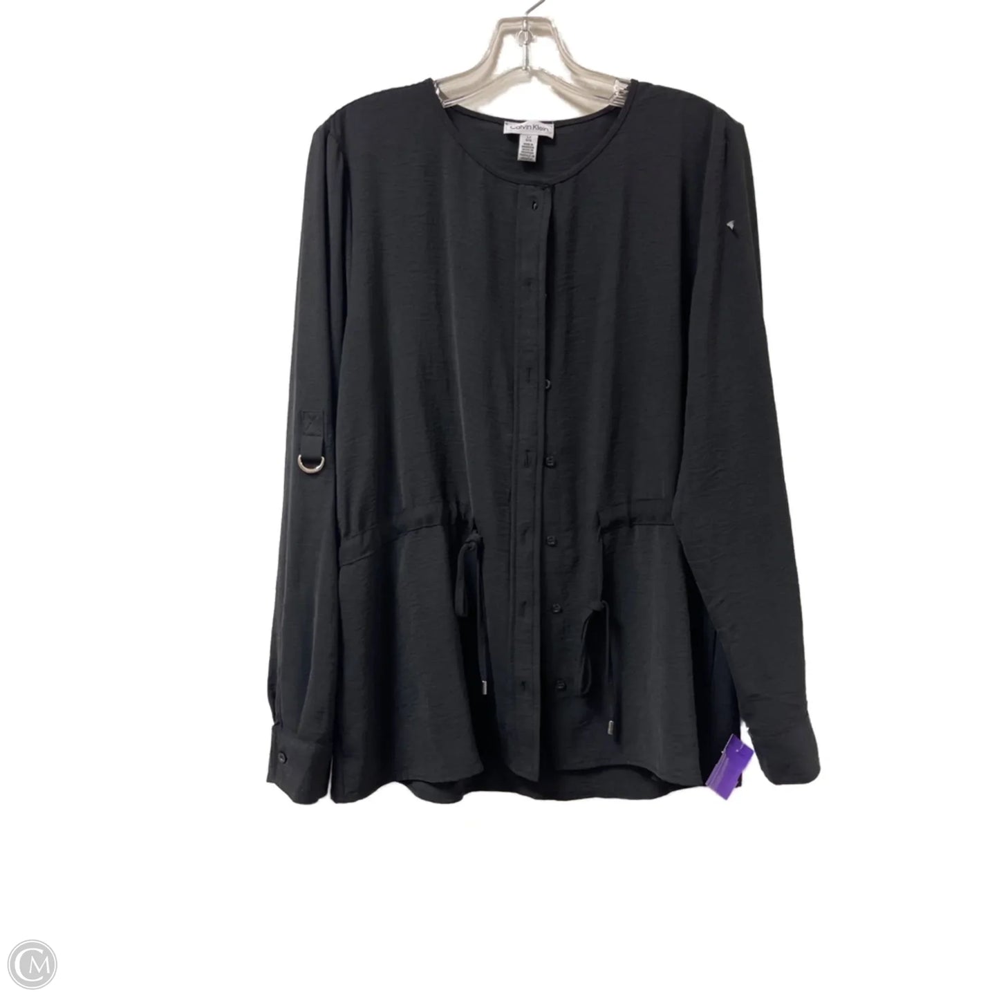 Blouse Long Sleeve By Calvin Klein In Black, Size: L