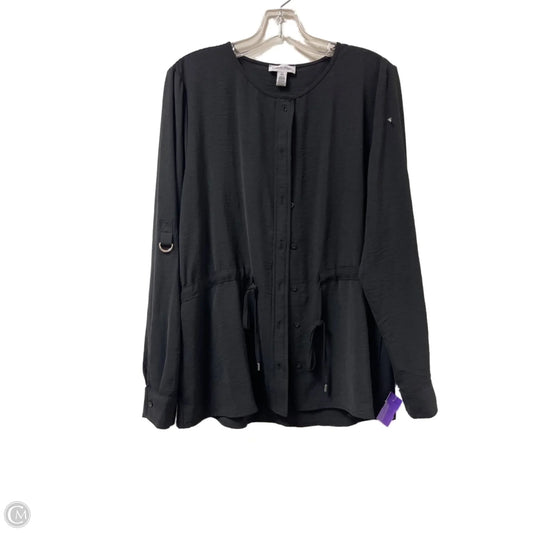 Blouse Long Sleeve By Calvin Klein In Black, Size: L