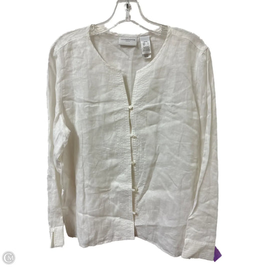 Blouse Long Sleeve By Liz Claiborne In White, Size: L