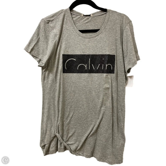 Top Short Sleeve By Calvin Klein In Grey, Size: L