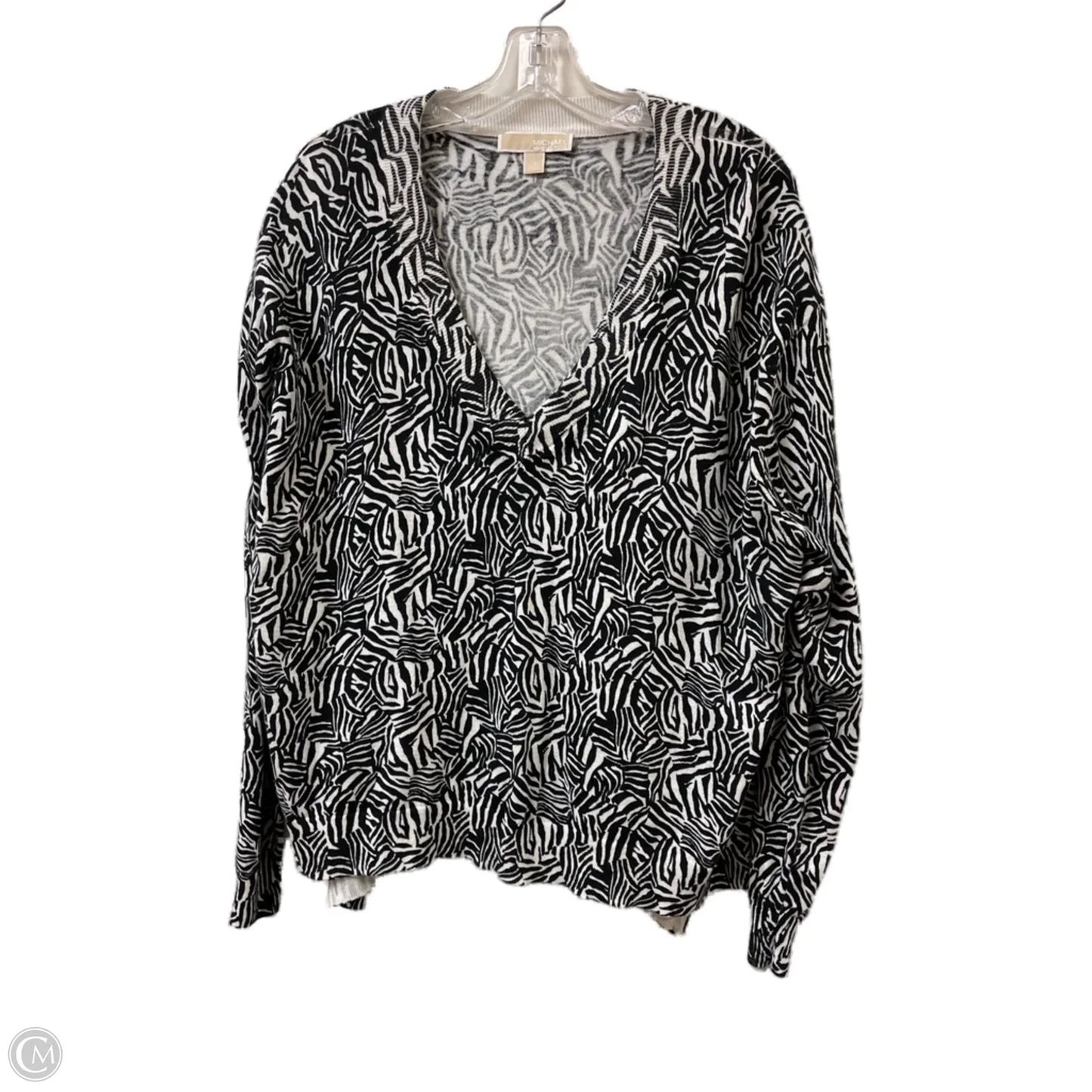 Top Long Sleeve By Michael By Michael Kors In Black & White, Size: Xl