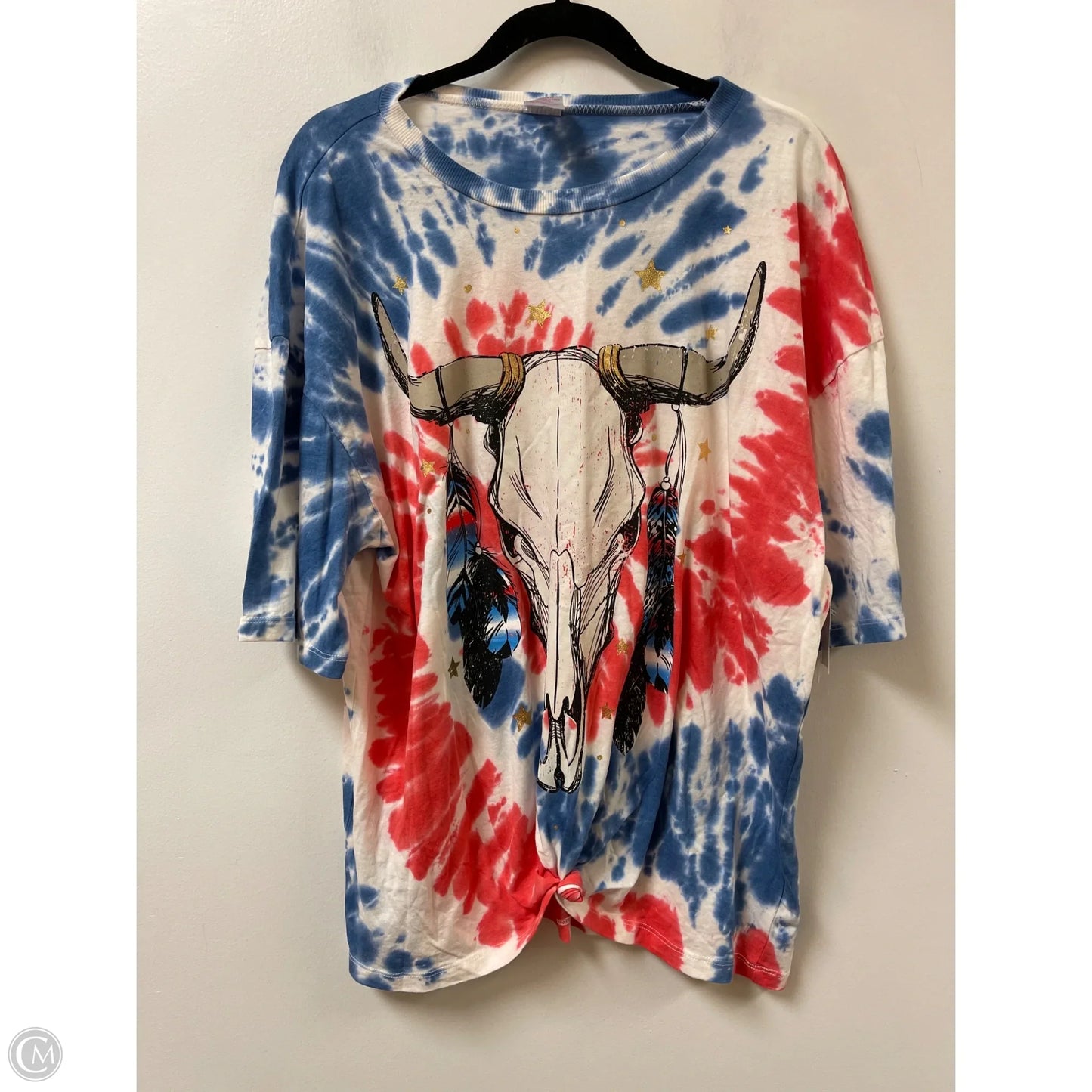 Top Short Sleeve By No Boundaries In Blue & Red & White, Size: 2x