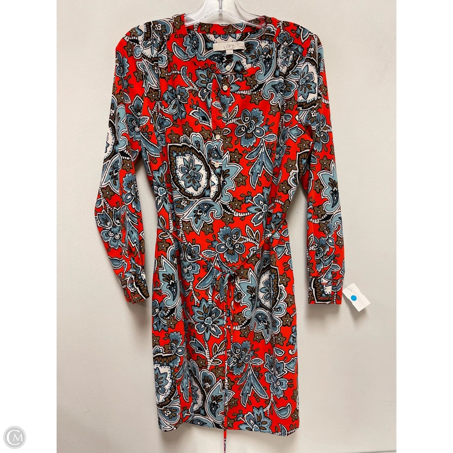 Dress Casual Midi By Loft In Blue & Orange, Size: Mp