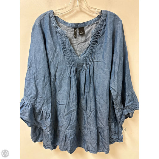 Top Long Sleeve By New Directions In Blue Denim, Size: 2x