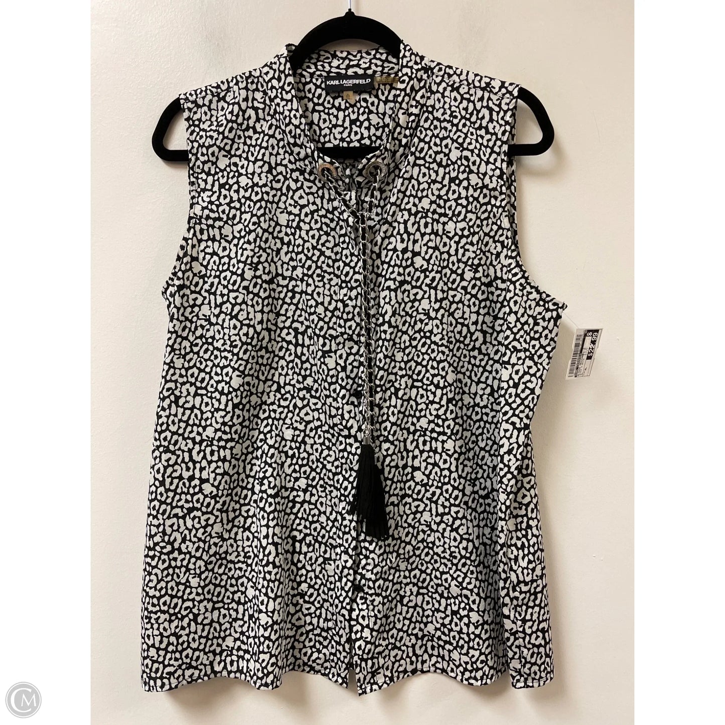 Blouse Designer By Karl Lagerfeld In Black & White, Size: Xl