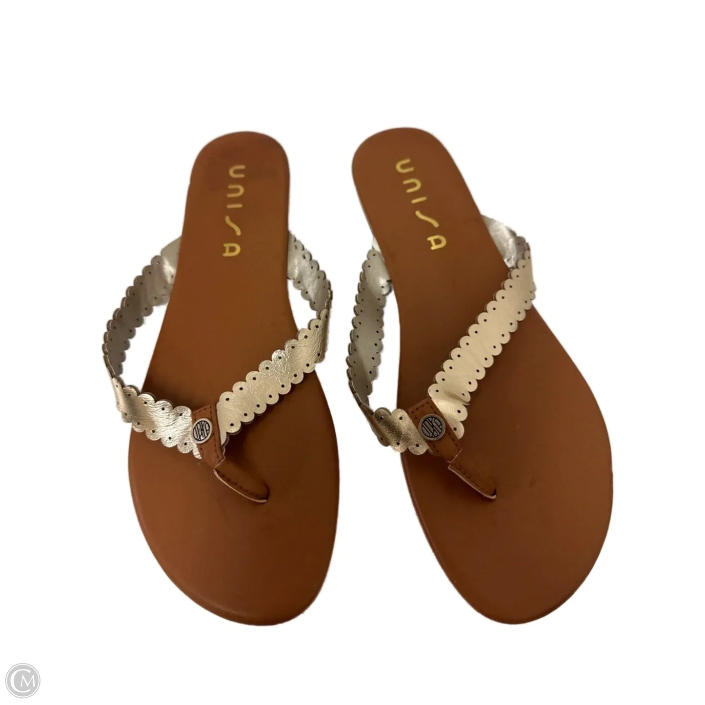 Sandals Flip Flops By Unisa In Gold, Size: 11