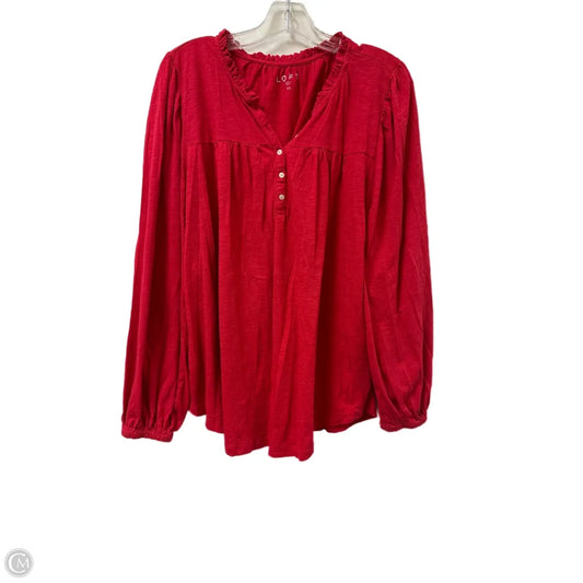 Top Long Sleeve By Loft In Red, Size: Xl