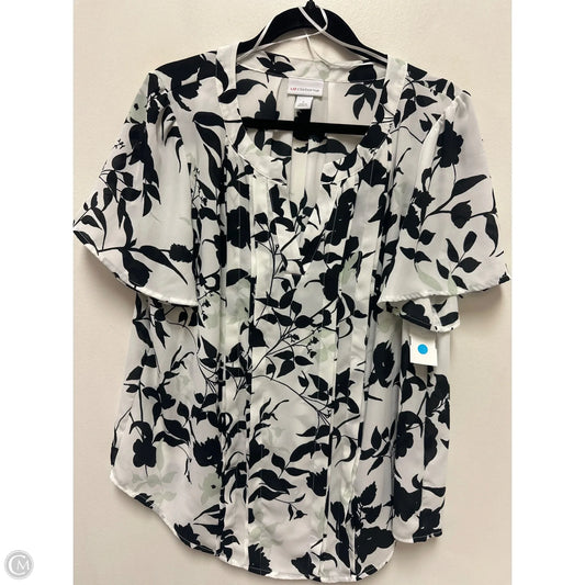Top Sleeveless By Liz Claiborne In Black & White, Size: L