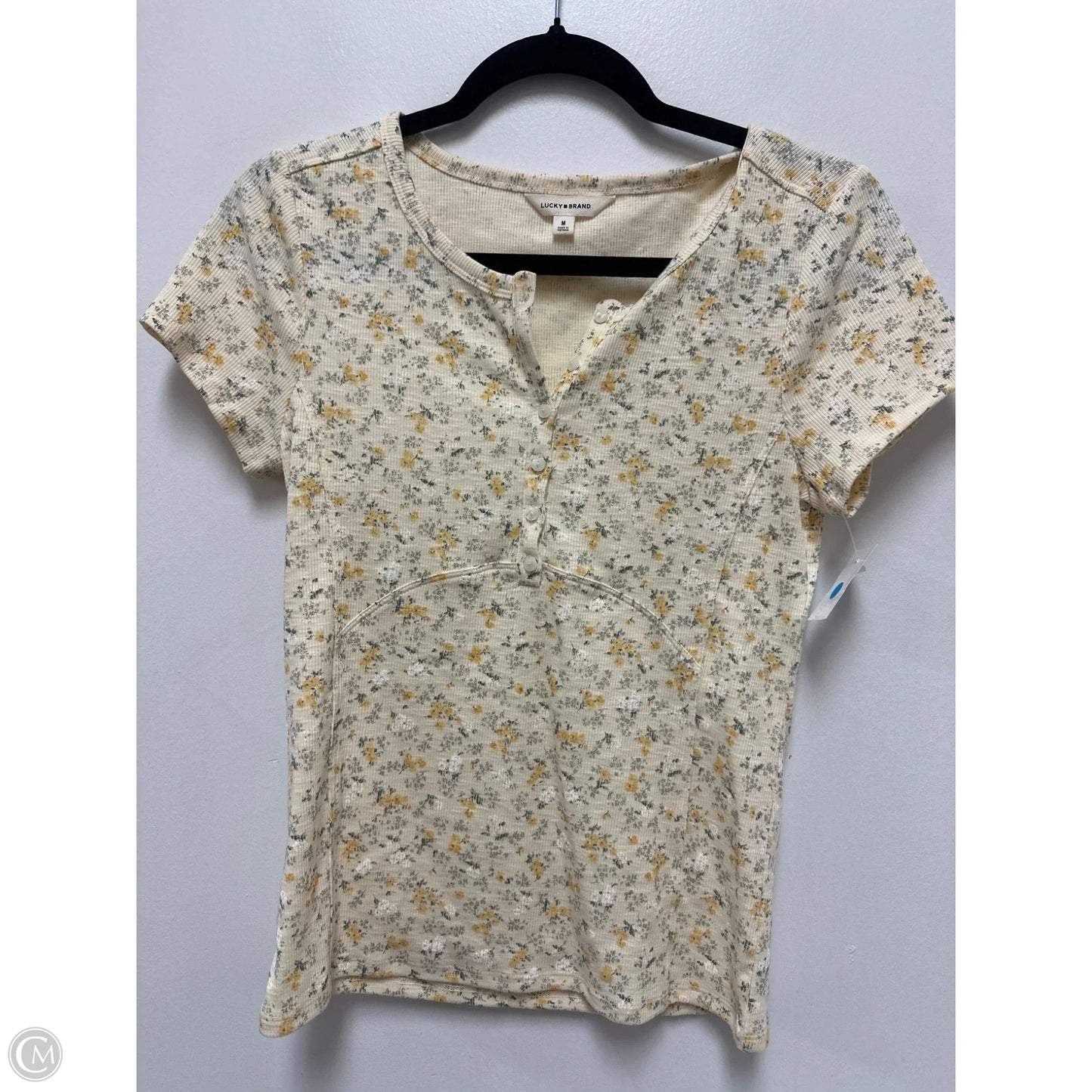 Top Short Sleeve By Lucky Brand In Yellow, Size: M
