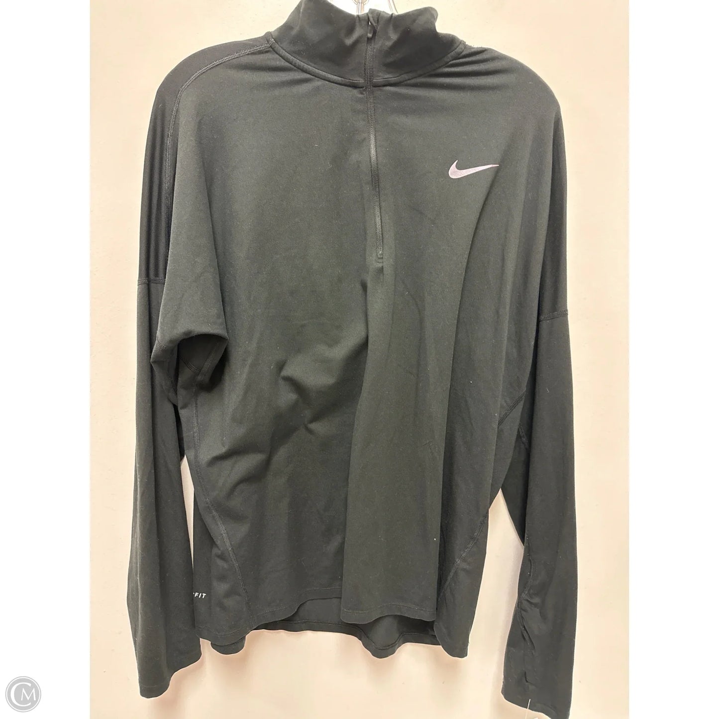 Athletic Top Long Sleeve Collar By Nike In Black, Size: Xl