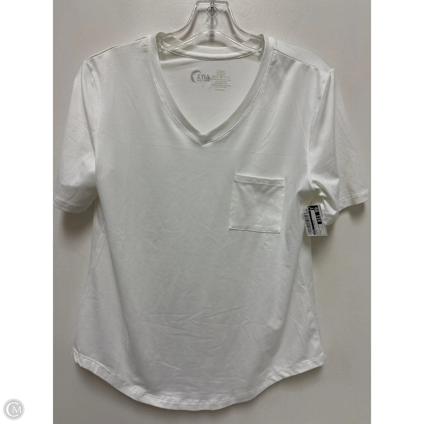 Athletic Top Short Sleeve By Zyia In White, Size: L