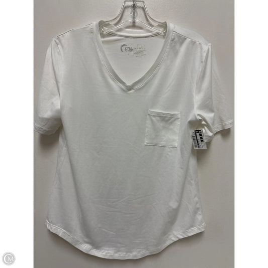 Athletic Top Short Sleeve By Zyia In White, Size: L