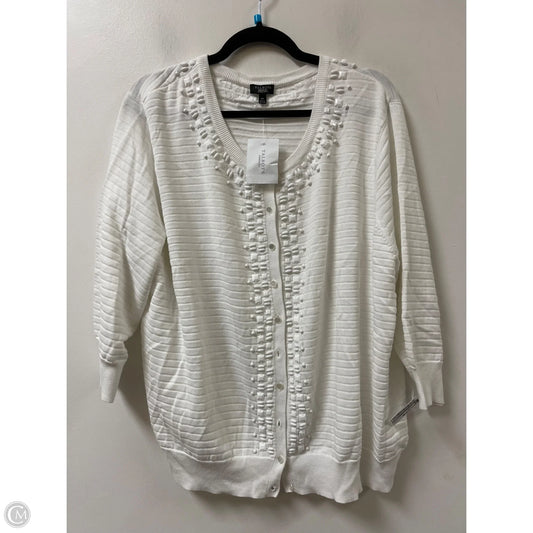 Cardigan By Talbots In White, Size: 3x
